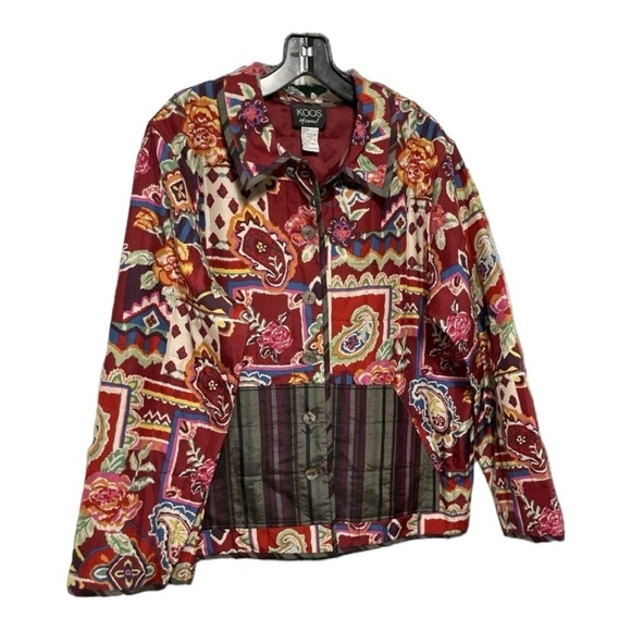 Koos of Course Double sided Blazer Jacket Silk Floral Paisley Quilted and lined - Picture 1 of 9